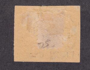 Roman States Sc 17a MOG. 1867 40c black on yellow Papal Arms, no period, thin  