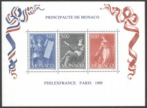 Monaco Sc# 1684 MH Souvenir Sheet 1989 PHILEXFRANCE '89