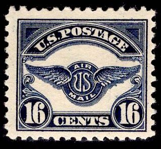 US Stamp #C5 16c Dark Blue Air Emblem MINT Hinged SCV $60