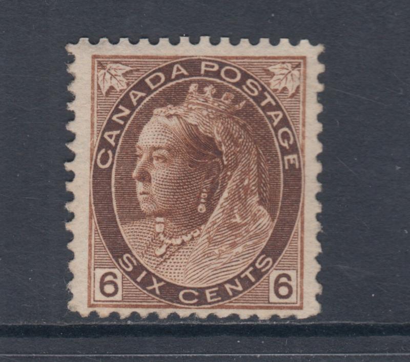 Canada Sc 80 MLH. 1898 6c brown Numeral, F-VF