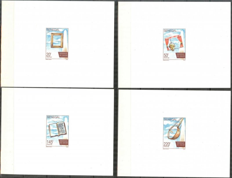 Senegal 1992 Art Biennale of Dakar 4 S/S Deluxe on Cardboard MNH