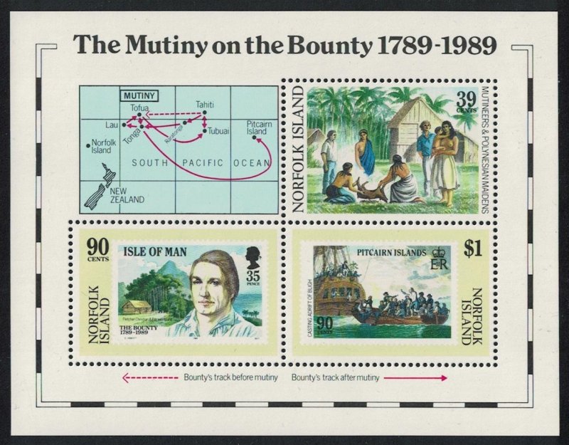 Norfolk the Mutiny on the 'Bounty' MS 1989 MNH SC#456 SG#MS464