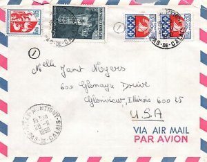 1969 AIRMAIL COVER FROM FRANCE TO GLENVIEW ILLINOIS (4) FRANKING NICE CANCELS
