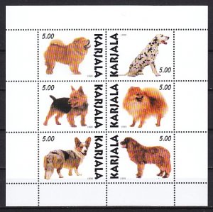 Karjala, 1999 Russian Local. Various Dogs on a sheet of 6. ^