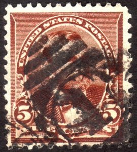 1890, US 5c, Grant, Used, Sc 223