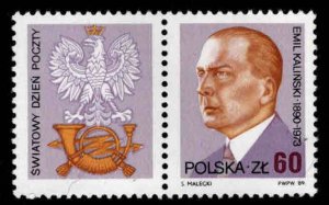 Poland Scott 2929 MNH** World Post Day stamp with label