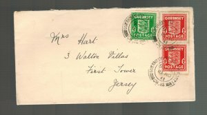 1941 ST Peter Port Guernsey Channel Islands England Occupation Cover to Jersey