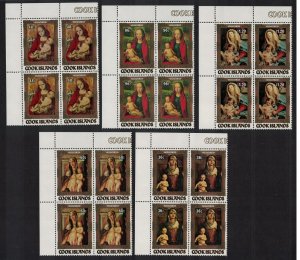 Cook Is. Christmas Paintings 5v Corner Blocks of 4 1984 MNH SG#1008-1012