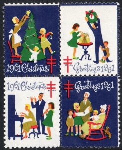 WX209 Christmas Seal Block of Four (1961) MNH