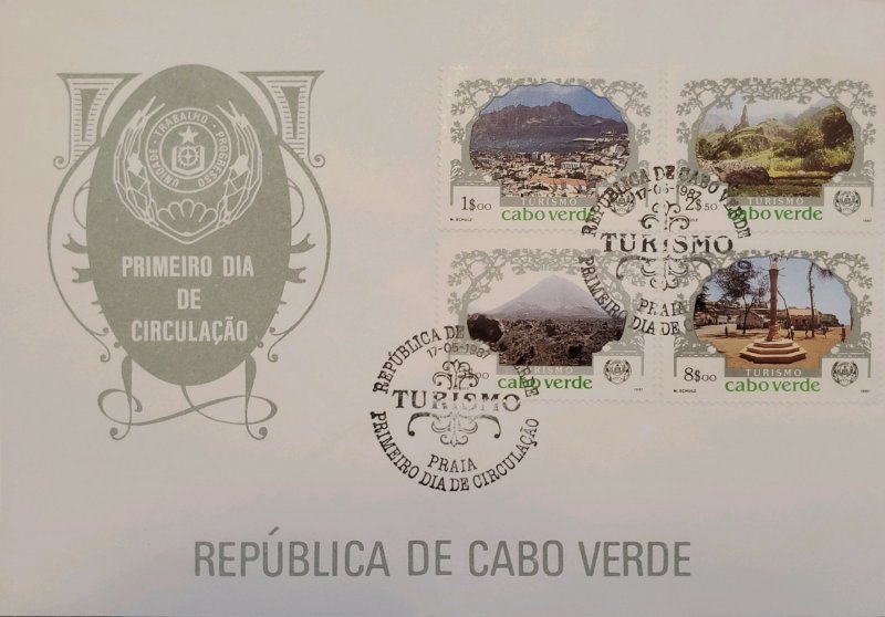 O) 1987 CAPE VERDE, LANDSCAPE, TOURISM - BAY MINDELO, HILL COUNTRY, MOUNTAIN PEA