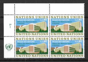 UN Geneva 22 Palais des Nations UL MI Block of 4 MNH