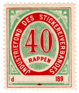 (I.B) Switzerland Cinderella : Embroidery Association Unemployment Fund 40r