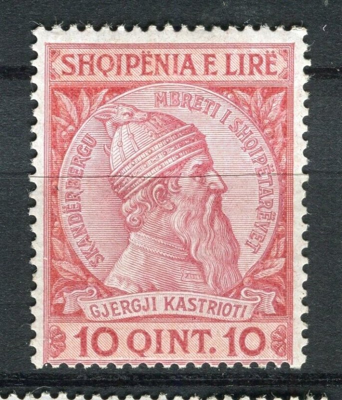 ALBANIA; 1913 early Skanderbeg issue fine Mint hinged 10q. value