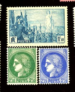 FRANCE #321 337-8 MINT FVF OG HR Cat $22