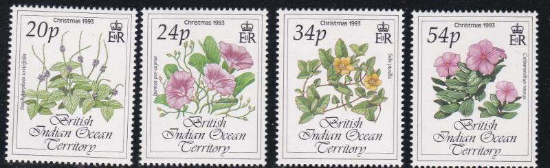 British Indian Ocean Territory # 141-144, Christmas Flowers, NH, 1/2 Cat.