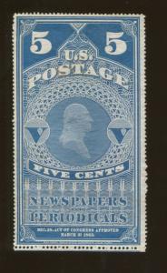 1875 United States Newspaper & Periodical Stamp #PR5 Mint Previously Hinged