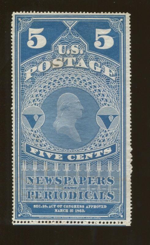 1875 United States Newspaper & Periodical Stamp #PR5 Mint Previously Hinged