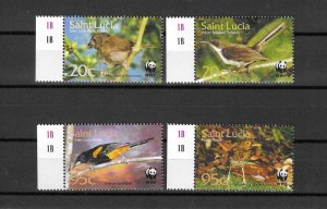 SAINT LUCIA 2001 WWF SG 1242/5 MNH