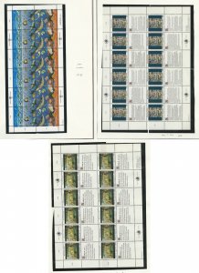United Nations Postage Stamp, #128a, 139, 140 Mint NH Sheets, 1992, JFZ