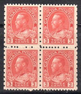 Canada #184 Mint XF NH Block of 4 -- C$144.00 Perfect Centering