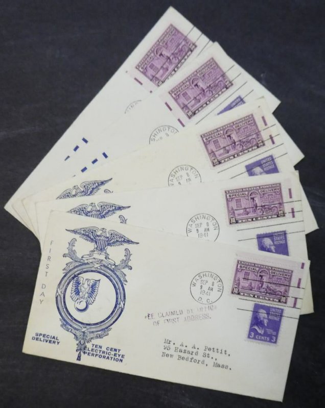 EDW1949SELL : USA 1941 Scott #E15 Scarce group of 5 Electric Eye FDCs. Cat $250.