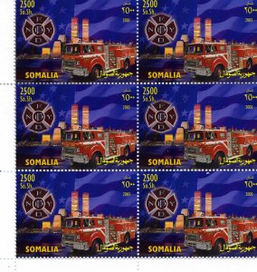 Somalia 2003 TWIN TOWERS Fire Truck Sheet Perforated Mint (NH)