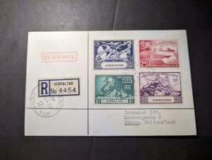 1950 Registered British Gibraltar Airmail Cover to Berne Switzerland