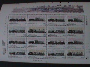 KOREA-SC#2017a- STEAM LOCOMOTIVES TRAINS- MNH-SHEET WITH 4 COMPLETE SETS VF