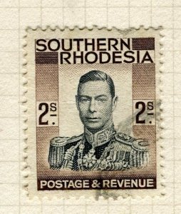 RHODESIA; 1938 early GVI portrait issue fine used 2s. value