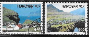 Faroe  Islands #250-251   Village of Gjogv  (U) CV$3.00