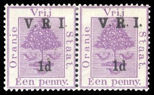 Orange Free State 1900 1d on 1d NO STOP AFTER 'R' + THICK 'V' vfm. SG 113d, 124.