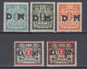 1923 Danzig German Occupation  Full Set  Dienstmarken Michel 36/40 MH