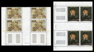 Monaco #1387-1388 (YT 1391-1392), 1983 Art, set of two gutter blocks of four,...