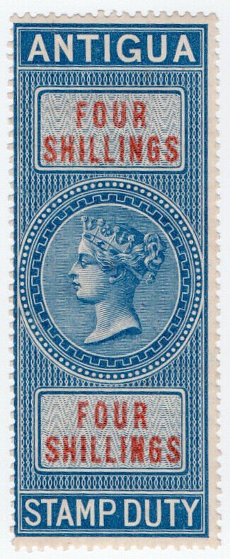 (I.B) Antigua Revenue : Duty Stamp 4/-