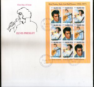 Maldives 1993 Elvis Presley Cinema Music Film Actor Sc 1836 Sheetlet FDC # 10907