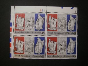 Scott C120, 45c French Revolution, PB4 #222 1 UL, MNH Airmail Beauty