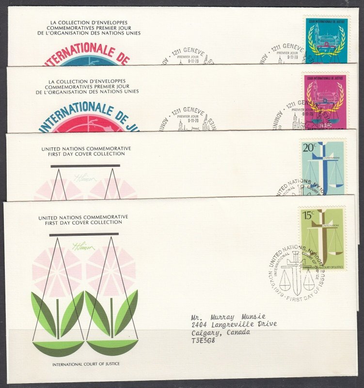 United Nations Scott 314-5 & G87-8 FDC - Intl. Court of Justice