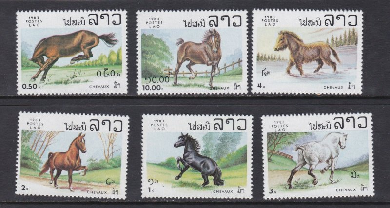 Laos # 436-441, Horse Breeds, Mint NH, 1/2 Cat.