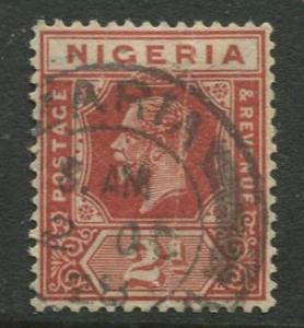 Nigeria -Scott 22 - KGV Definitive -1921 - Used - Single 2p Stamp-Fault line