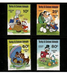 Turks and Caicos 1981 - Disney - Easter - Set of 4 Stamps Scott #476-79 - MNH