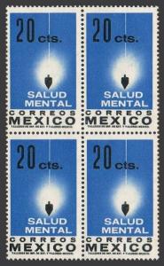Mexico 924 block x4,MNH.Michel 1120. Mental Health,1962.Plumb-line.