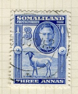 SOMALILAND; 1942 early GVI pictorial issue fine used 3a. value