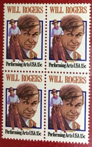 1979 USA Scott 1801 MNH Block Will Rogers Lot 941