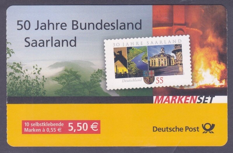 Germany 2428Ab MNH 2007 Saarland into FRG 50th Anniv. Self-Adhesive Full Booklet