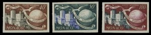 Monaco #C31-33 (YT PA46-48), 1949-50 UPU, three imperf. values (without low v...