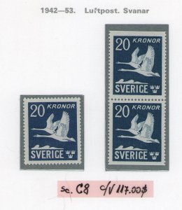 Sweden C8c MNH Flying swans