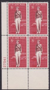 US C68 Airmail Amelia Earhart 8c plate block LL 27541 (4 stamps) MNH 1963