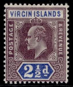 BRITISH VIRGIN ISLANDS EDVII SG57, 2½d dull purple & ultramarine, M MINT.