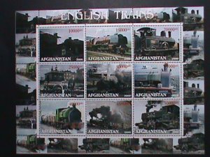 AFGHANISTAN-STAMP-2000 CLASSIC TRAINS  - MNH STAMP SHEET RARE