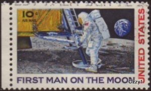 USA 1969 Sc#C76, SG#A1367 10c Moon Landing Armstrong USED.